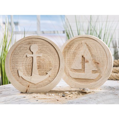 Standrelief Anker Boot aus Holz zum Aufstellen von Gilde - maritime Dekoration Aufsteller