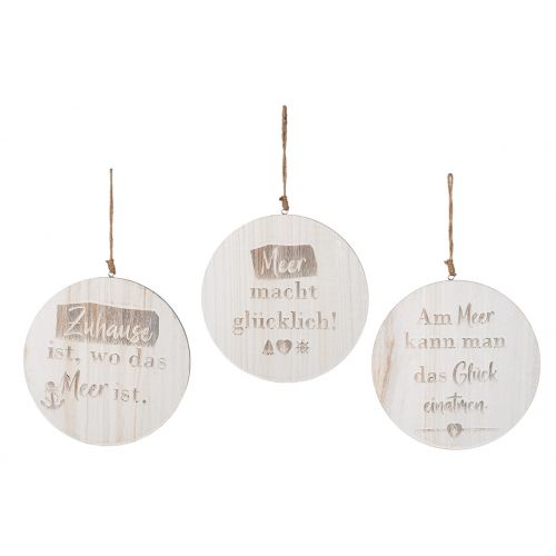 Hänger rund Wellenglück aus Holz von Gilde - Maritime Dekoration mit Sprüchen