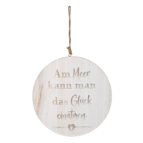 Hänger rund Wellenglück aus Holz von Gilde - Maritime Dekoration mit Sprüchen
