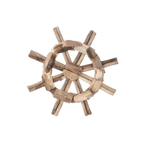 Maritimes Wandobjekt Steuerrad aus Holz von Gilde - Nordisch Maritim Deko