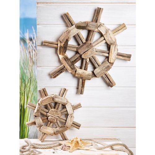 Maritimes Wandobjekt Steuerrad aus Holz von Gilde - Nordisch Maritim Deko