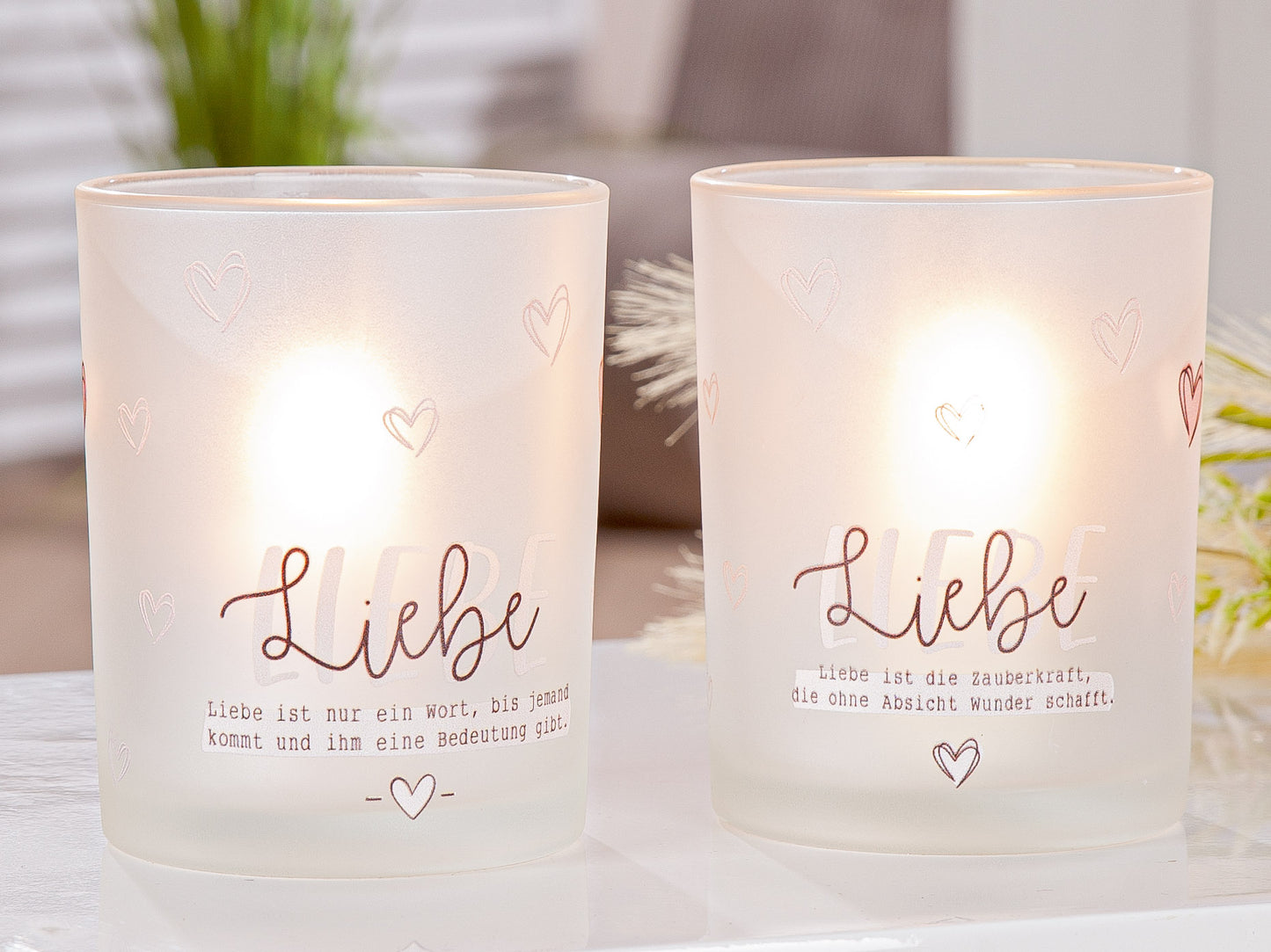 Windlicht " Liebeswunder " aus Glas Liebe mit Spruch von Gilde - Geschenk zu jedem Anlass