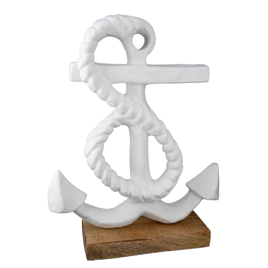 Standrelief Anker weiß aus Metall von Gilde - maritime Dekoration Aufsteller Figur
