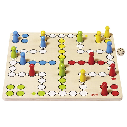 Brettspiel Ludo Klassiker Holzspielzeug Holbrettspiel Rausschmeißen von goki
