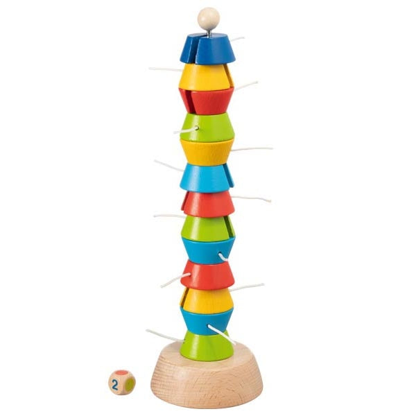 Tugie Wackelturm von goki Holzspielzeug aus Holz Spiel für Kinder 15 Teile Turm