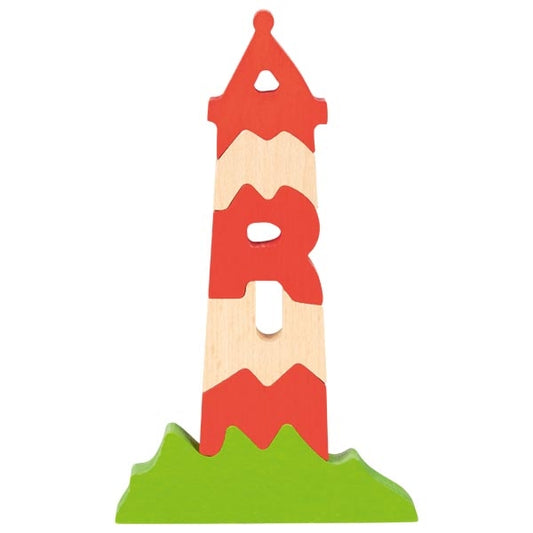 Maritimes Puzzle Amrum Leuchtturm von goki aus Holz Holzpuzzle 6 Teile Baby Kind