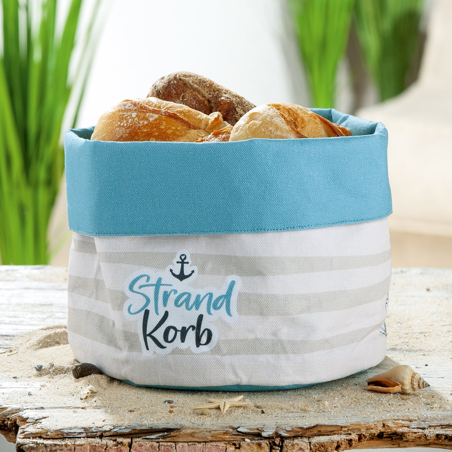 Brotkorb rund "Strandkorb" aus Baumwolle von Gilde - nordische Dekoration