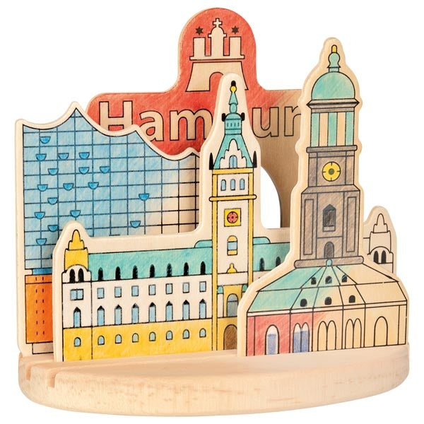 Ausmalbild aus Holz zum Aufstellen, Hamburg von goki für Kinder Holzspielzeug