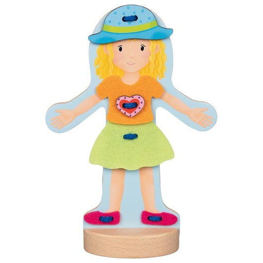 Anziehpuppe von goki Motorik Lernen Holz Holzspielzeug und Textil für Kinder Puppe