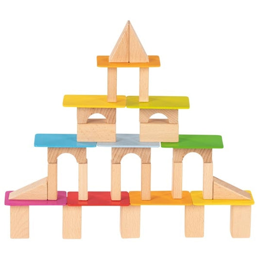 Bausteine und lasierte Holzkarten von goki Holzbausteine Holzspielzeug Holz