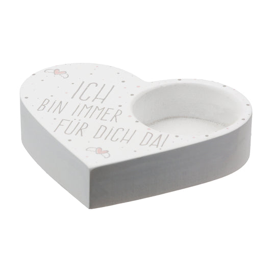 Tealight holder "Heart" made of plaster with saying from Gilde - Gift Love Heart