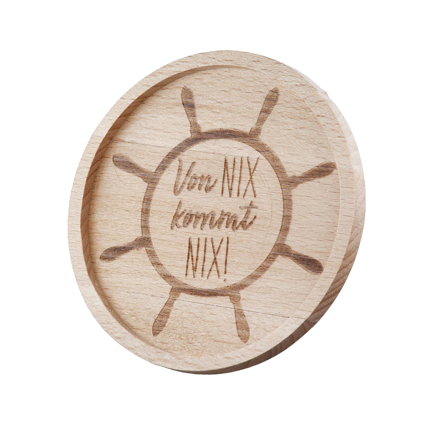 Maritime Untersetzer rund mit Spruch, aus Holz mit nordischen sprüchen von Gilde - Geschenkidee