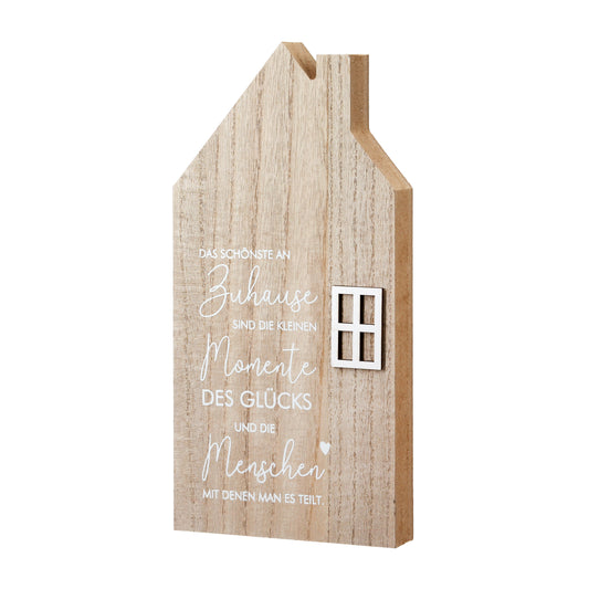 Standrelief Haus Zuhause mit Spruch von Gilde - Geschenk nordisch Holz