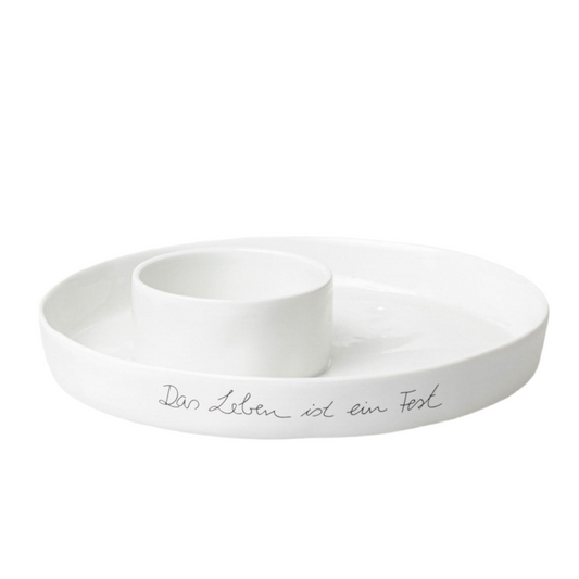 Schale groß aus Porzellan " Das Leben ist ein Fest " von räder design