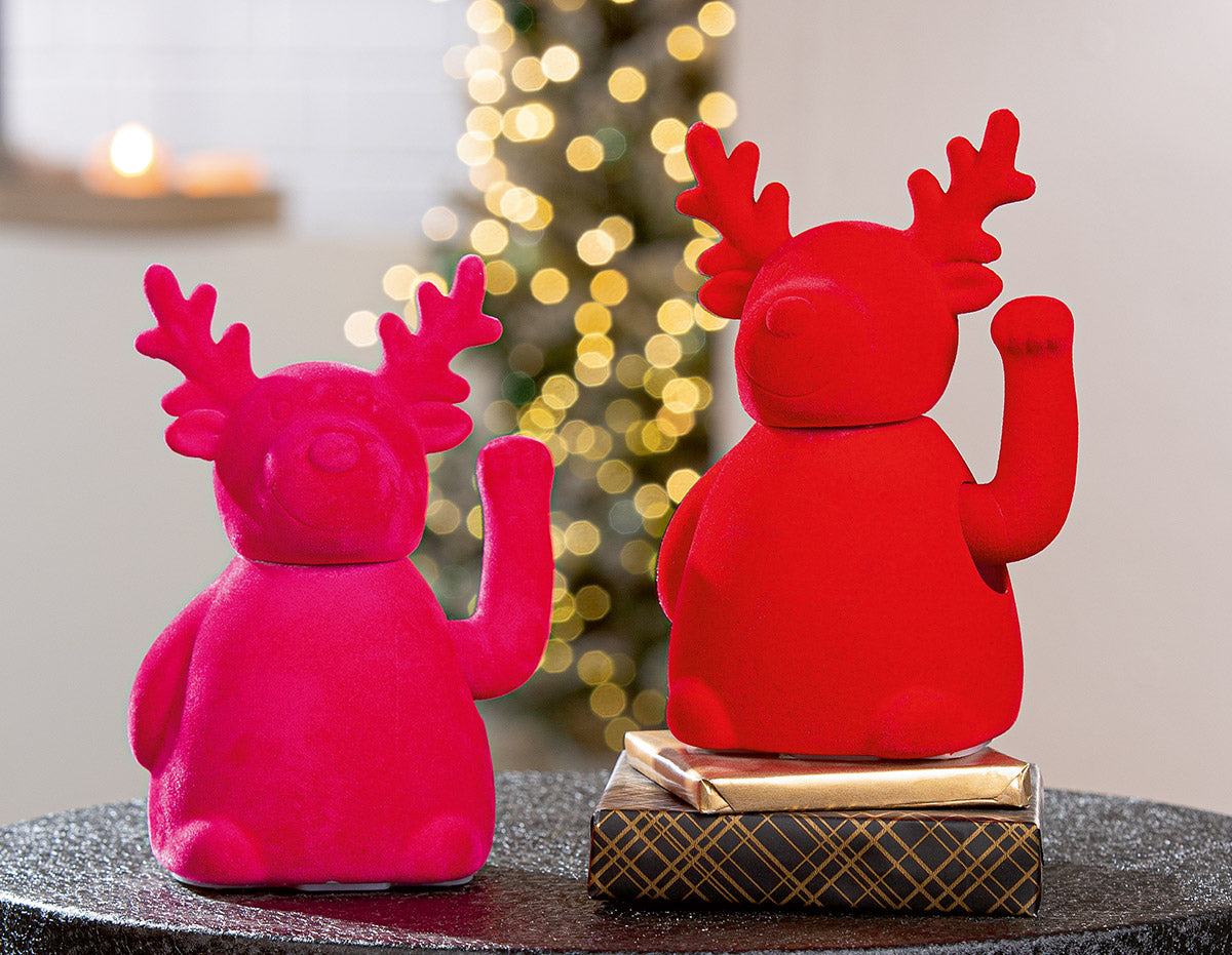 Rentier „Benny“ von Gilde – Weihnachtsfigur Pink & Rot 17,5 cm
