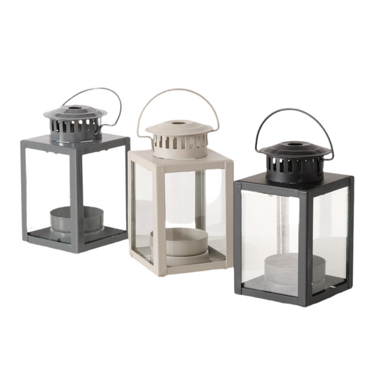 Mini-Laterne aus Metall für Teelichter als Geschenkidee beige/dunkelgrau/schwarz von Boltze