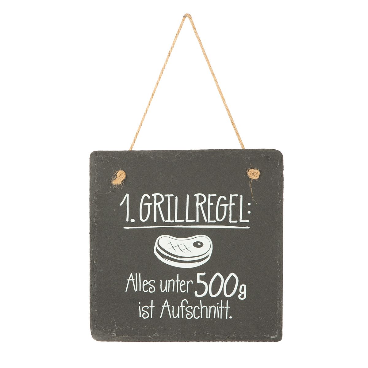 Hänger quadratisch Grill aus Schiefer Papas Grillecke Grillregeln von Gilde - Geschenkidee Männer