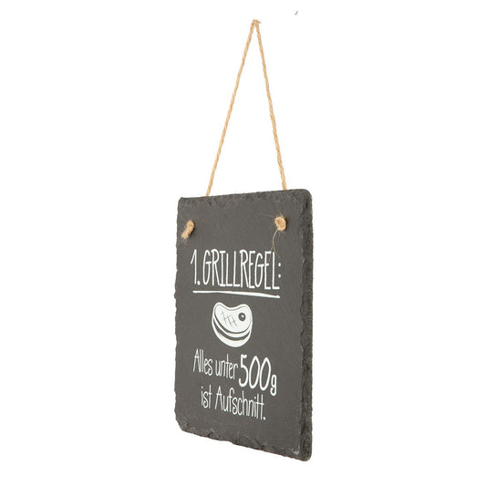 Hänger quadratisch Grill aus Schiefer Papas Grillecke Grillregeln von Gilde - Geschenkidee Männer