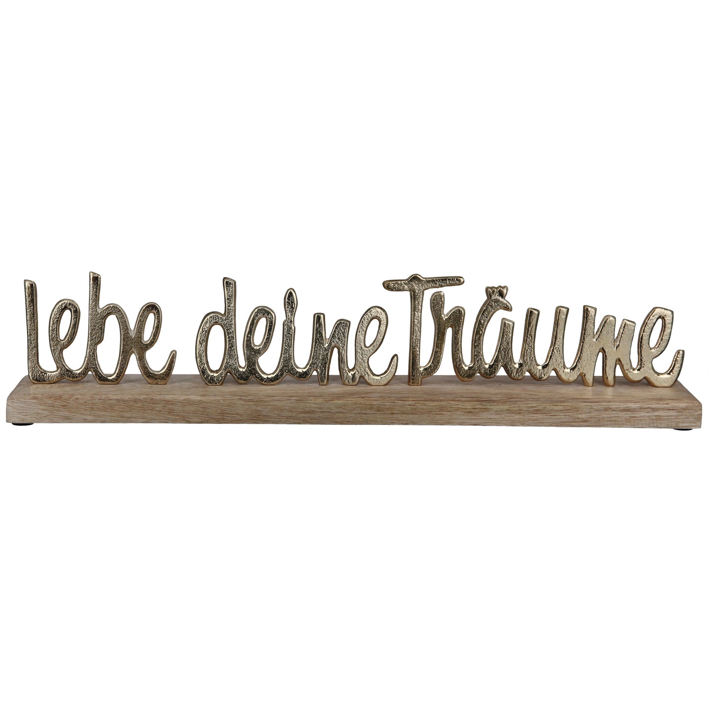Schriftzug Schrift Lebe deine Träume aus Mangoholz & Aluminium von Gilde