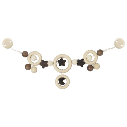 Kinderwagenkette Mond und Sterne mit Clips von goki aus Holz für Baby Kinderwagen
