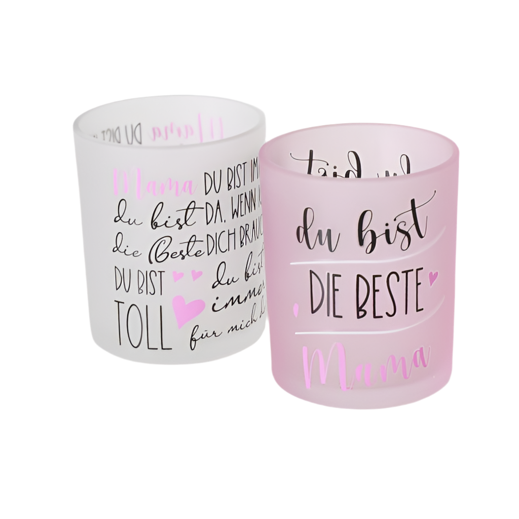 Kerzenglas für die Beste Mama weiß/rosa Geschenkartikel von Boltze - Muttertag Geschenkidee