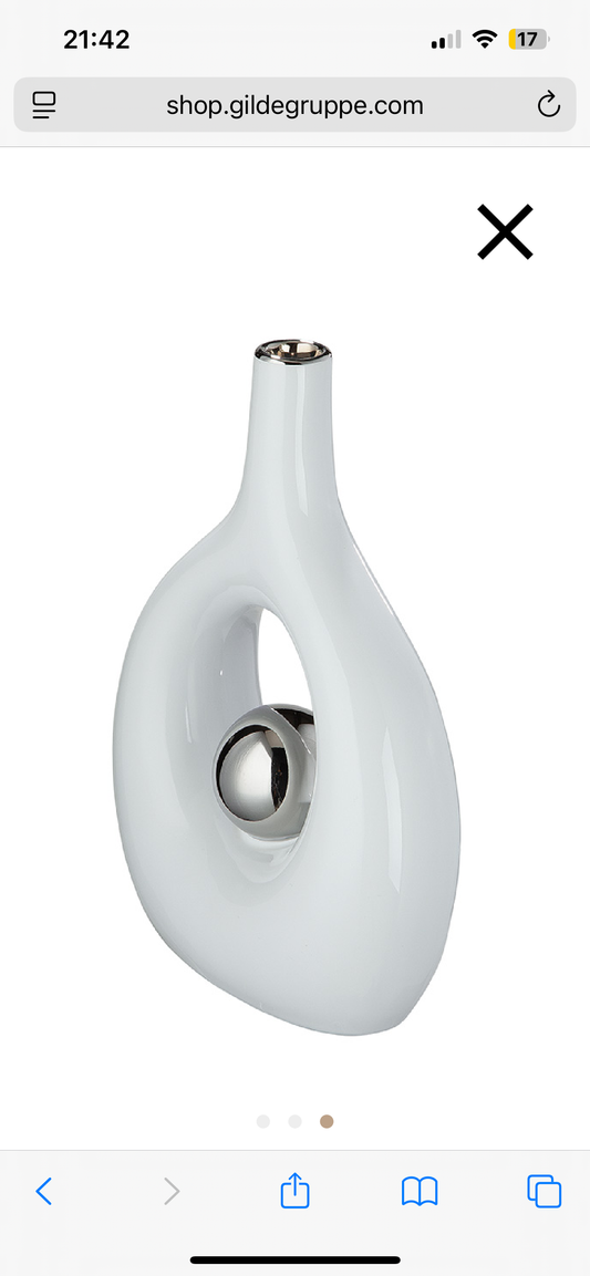 Ausgefallene Vase aus Keramik mit Silberkugel von Gilde