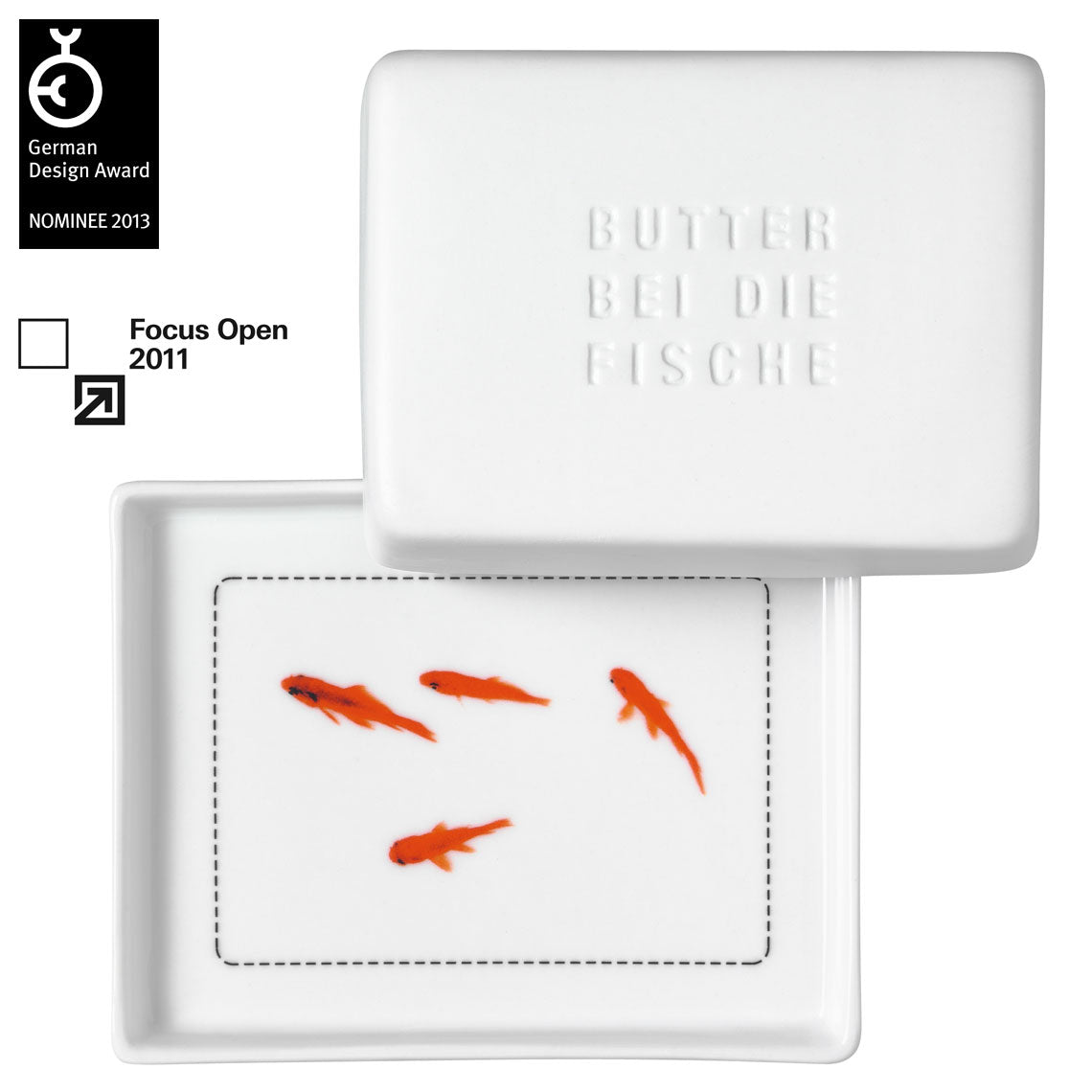 Butterdose aus Porzellan "Butter bei die Fische" von räder nordisch Hamburg Geschenkidee originell ganzes Butterstück