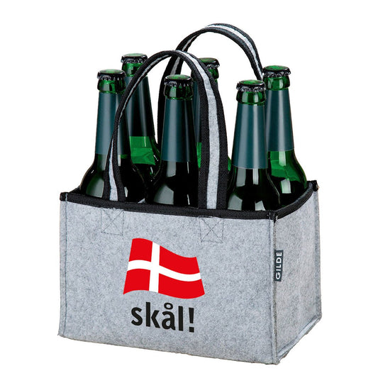 Flaschentasche skål Prost aus Filz Dänemark von Gilde - Geschenkidee für alle Dänemark Freunde