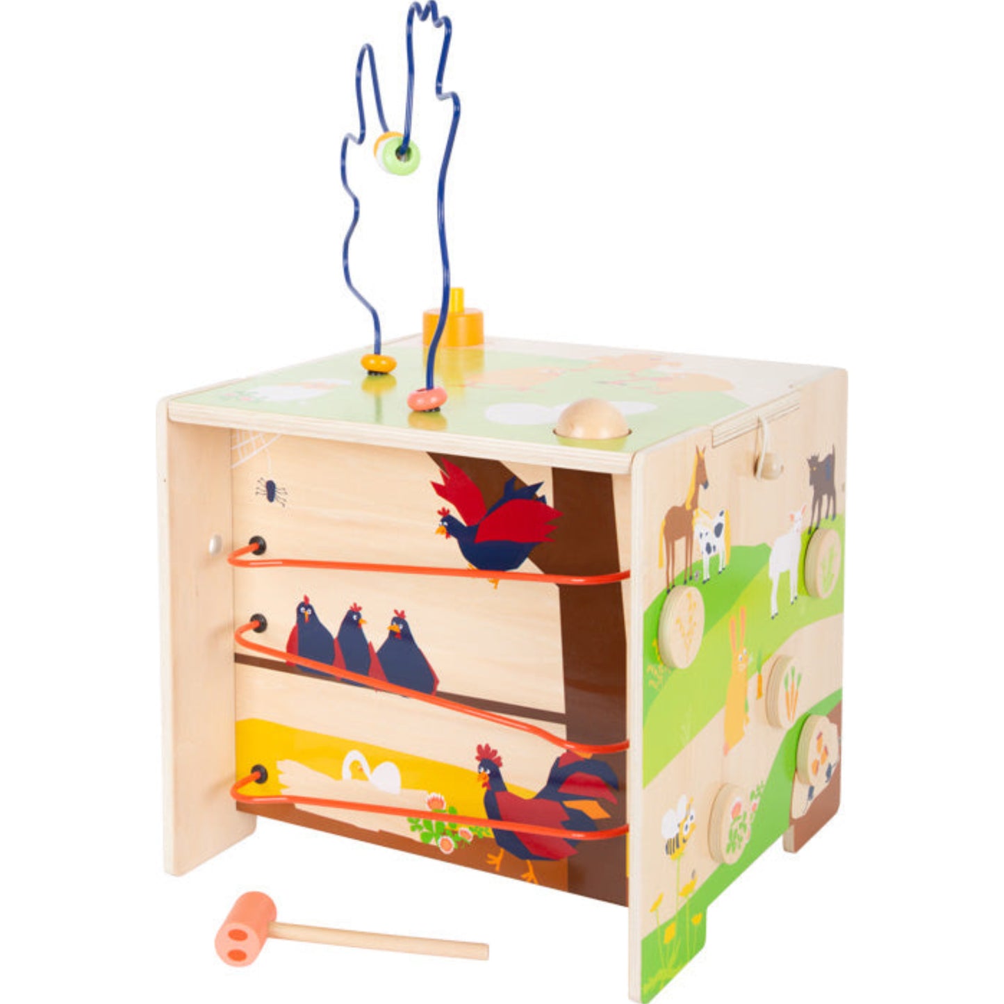 Motorikwürfel aus Holz "Landleben" von small foot - Spielwürfel Tiere lernen
