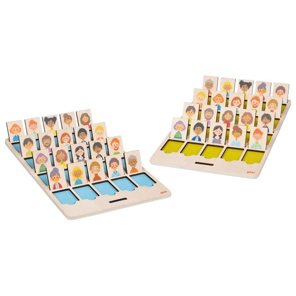 Spiel Wer wird gesucht? aus Holz von goki Brettspiel aus Holz für Kinder
