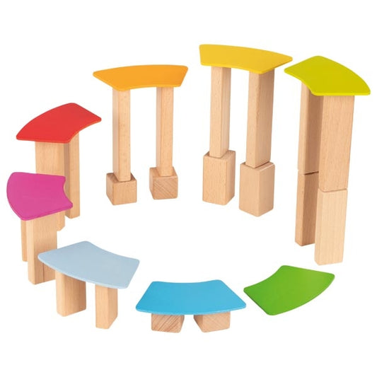 Bausteine und lasierte Holzkarten von goki Holzbausteine Holzspielzeug Holz