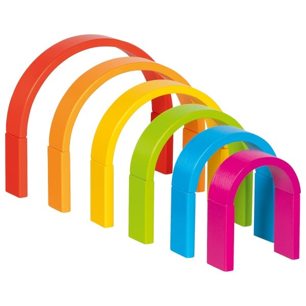 Bausteinkasten Kunterbunt von goki Holzspielzeug Holzsteine für Kinder