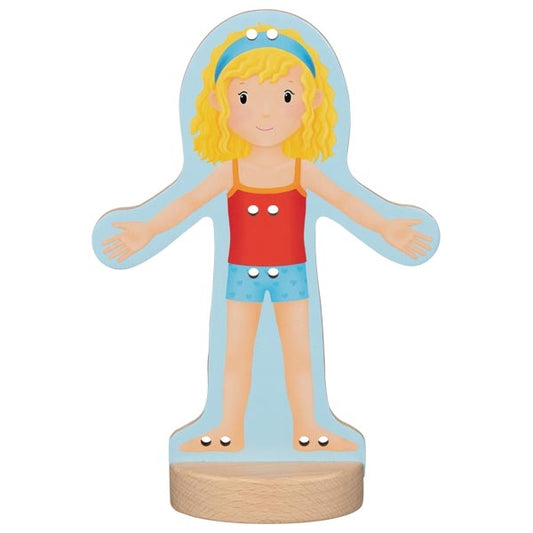 Anziehpuppe von goki Motorik Lernen Holz Holzspielzeug und Textil für Kinder Puppe