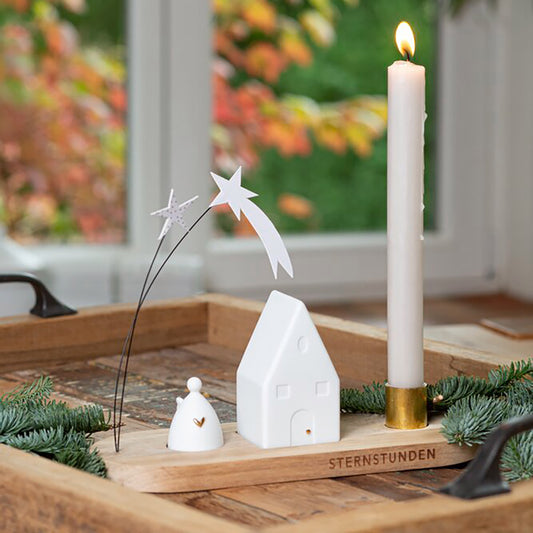 Kerzenhalter für Stabkerze aus Holz und Porzellan "Winterstadt" von räder design - Weihnachten Weihnachtsdekoration