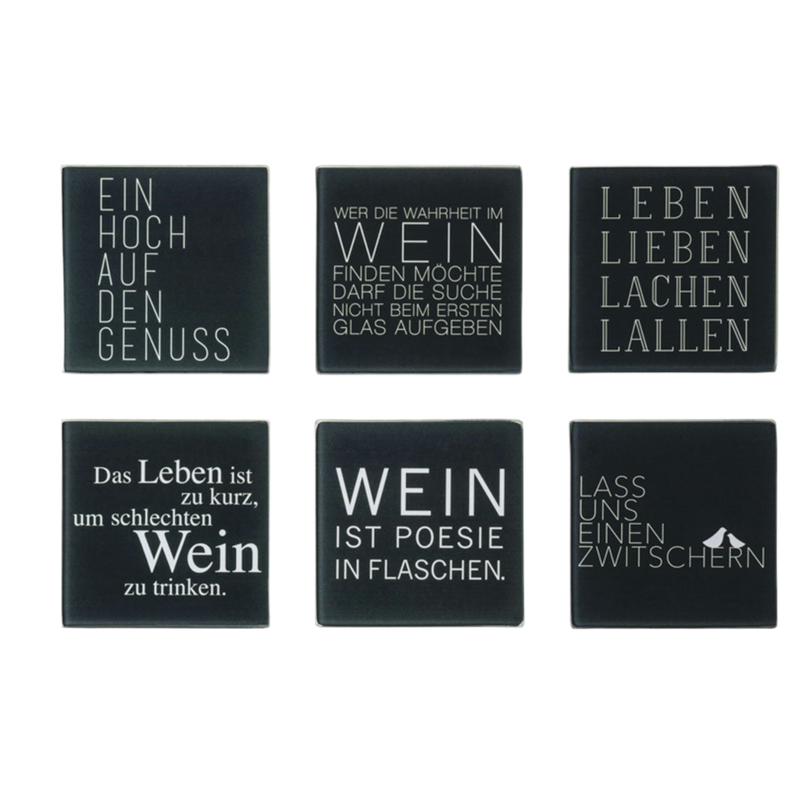 6er-Set Untersetzer aus Glas mit Spruch von räder