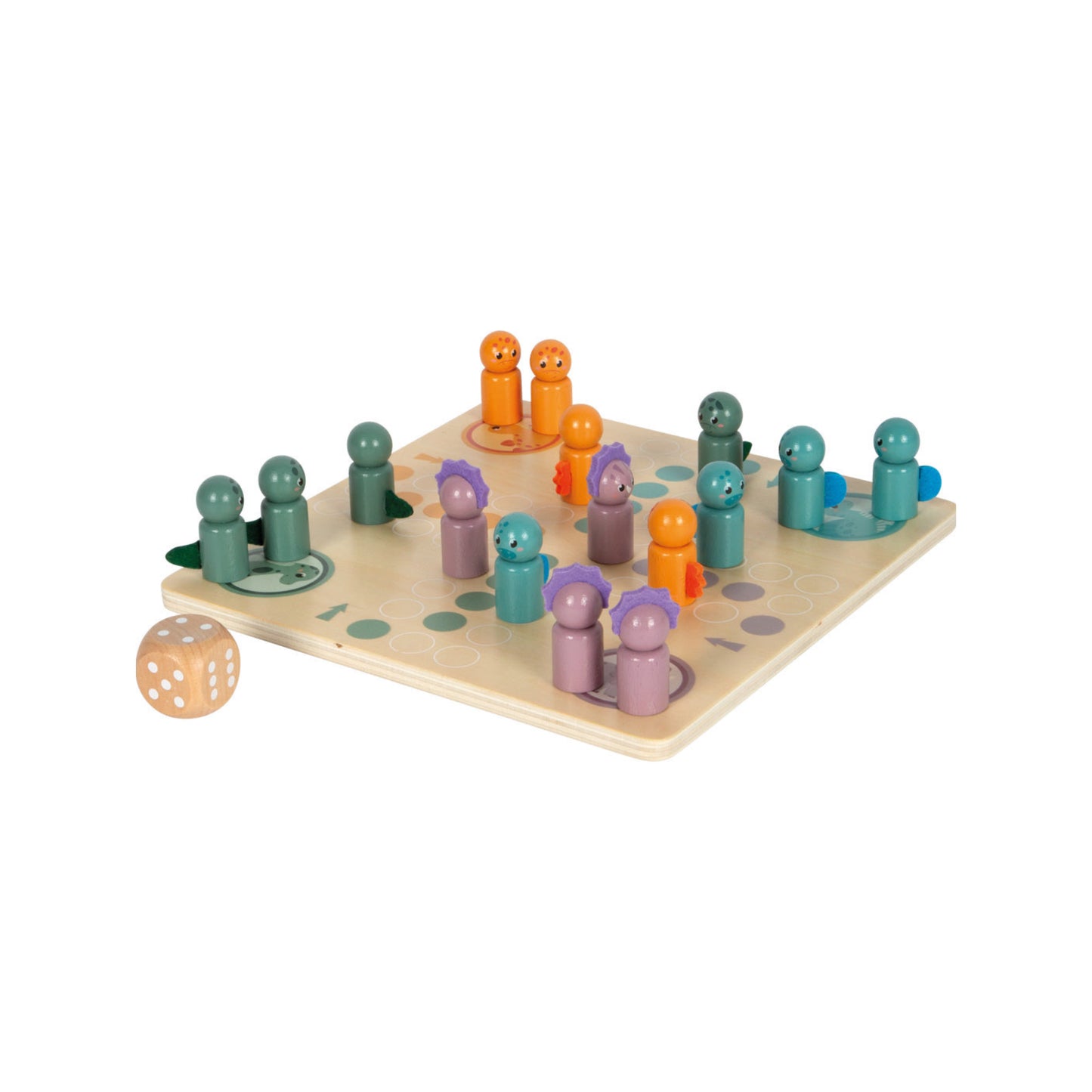 Brettspiel Ludo mit Dinofiguren aus Holz von small foot Holzspielzeug