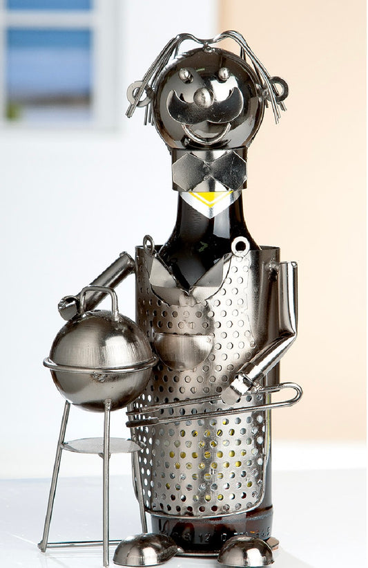 Flaschenhalter "Griller" aus Metall von Gilde - Grillen Geschenkidee