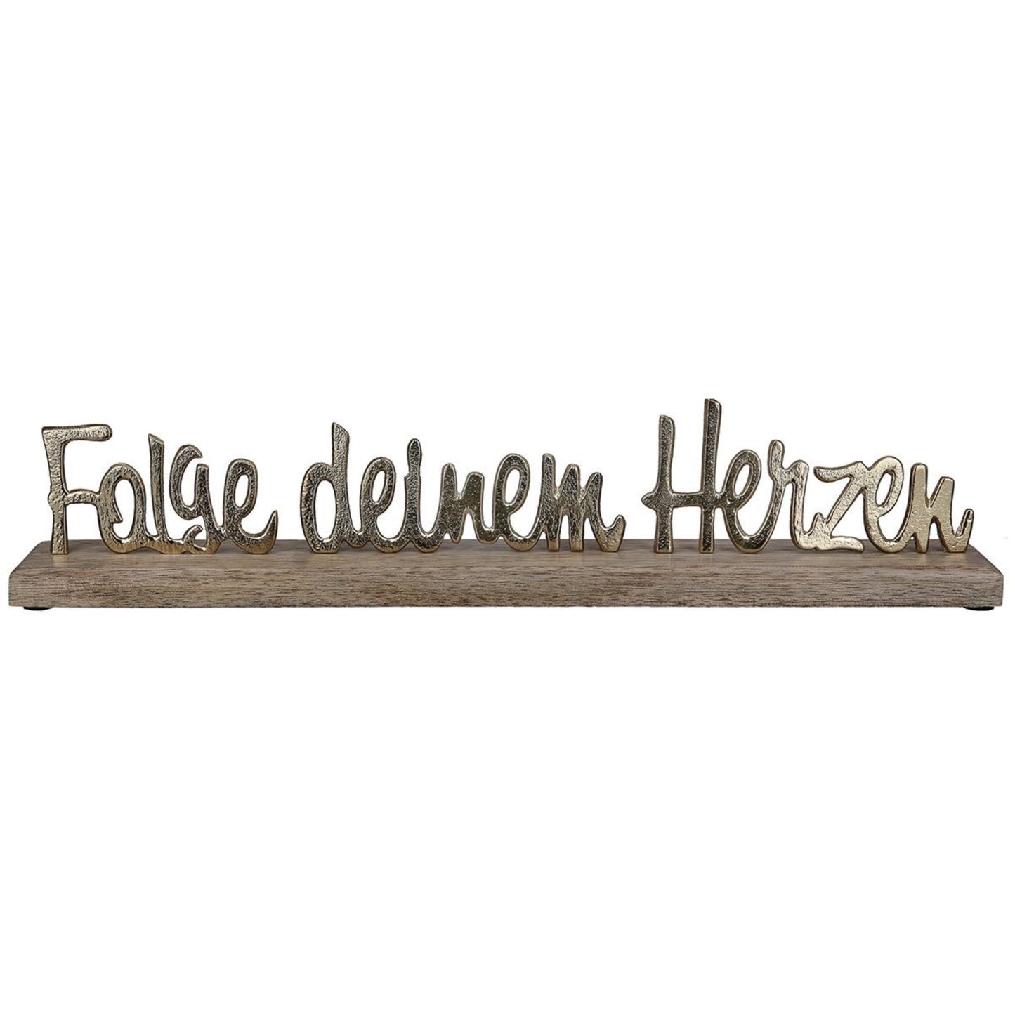 Schriftzug "Folge Deinem Herzen" aus Mangoholz und Aluminium von Gilde