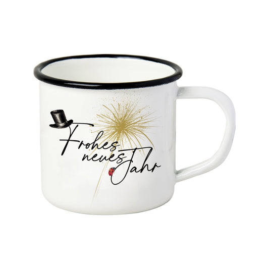 Emaile-Becher "Frohes neues Jahr" von ihr - Silvester Neujahr
