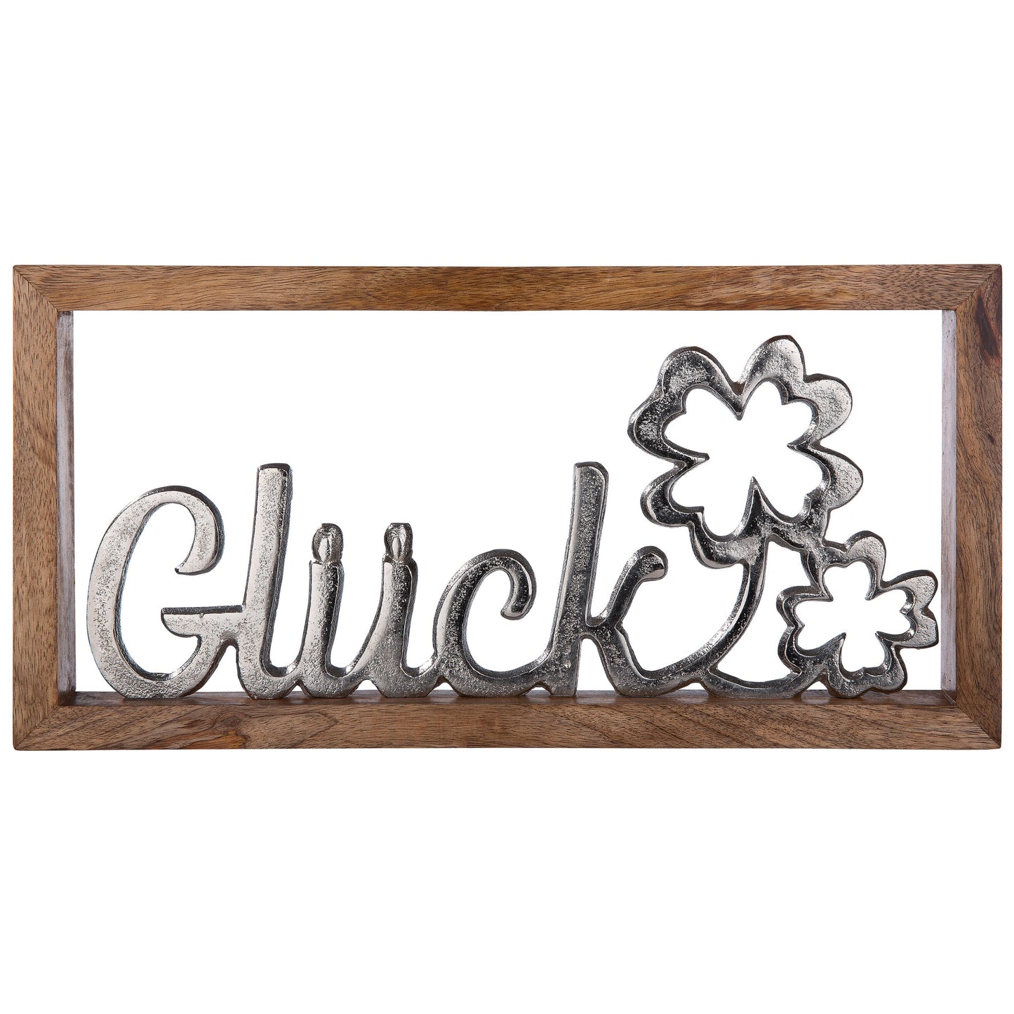 Wandrelief "Glück" aus Mangoholz und Aluminium von Gilde - Geschenk Liebe