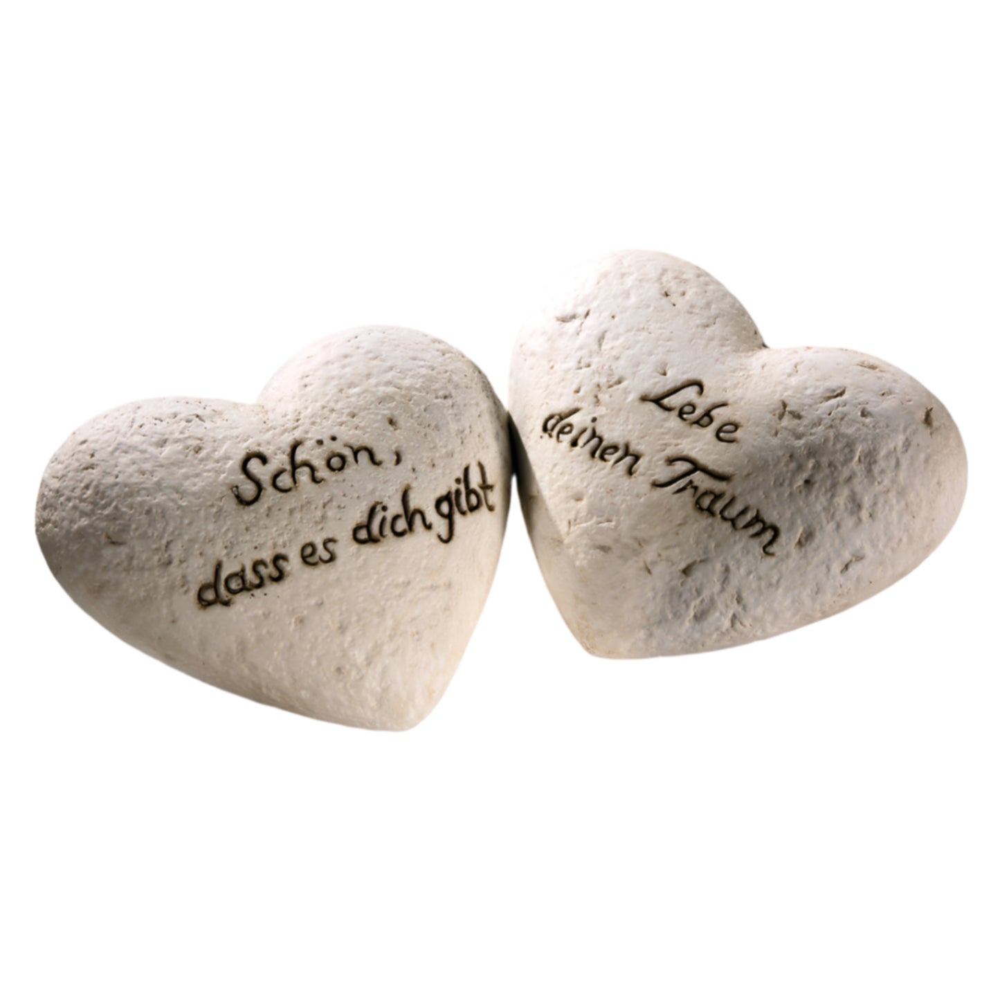 Keramikherzen 2er-Set mit Spruch "Schön dass es dich gibt/ Lebe deinen Traum" von small foot - Geschenkidee