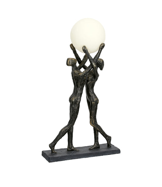 Tischleuchte (mit LED) "hold the light" mit Paarmotiv aus Kunstharz von Gilde