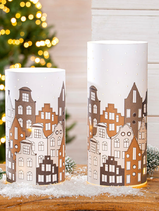 LED-Kerzenhalter "Stadtlichter" aus Papier von Gilde - Weihnachtsdekoration