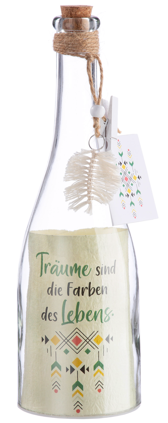 Flaschenpost Indio mit LED und Sprüchen von Gilde - Geschenk und Hingucker