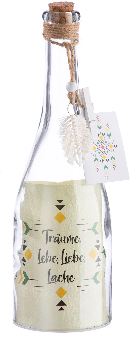 Flaschenpost Indio mit LED und Sprüchen von Gilde - Geschenk und Hingucker