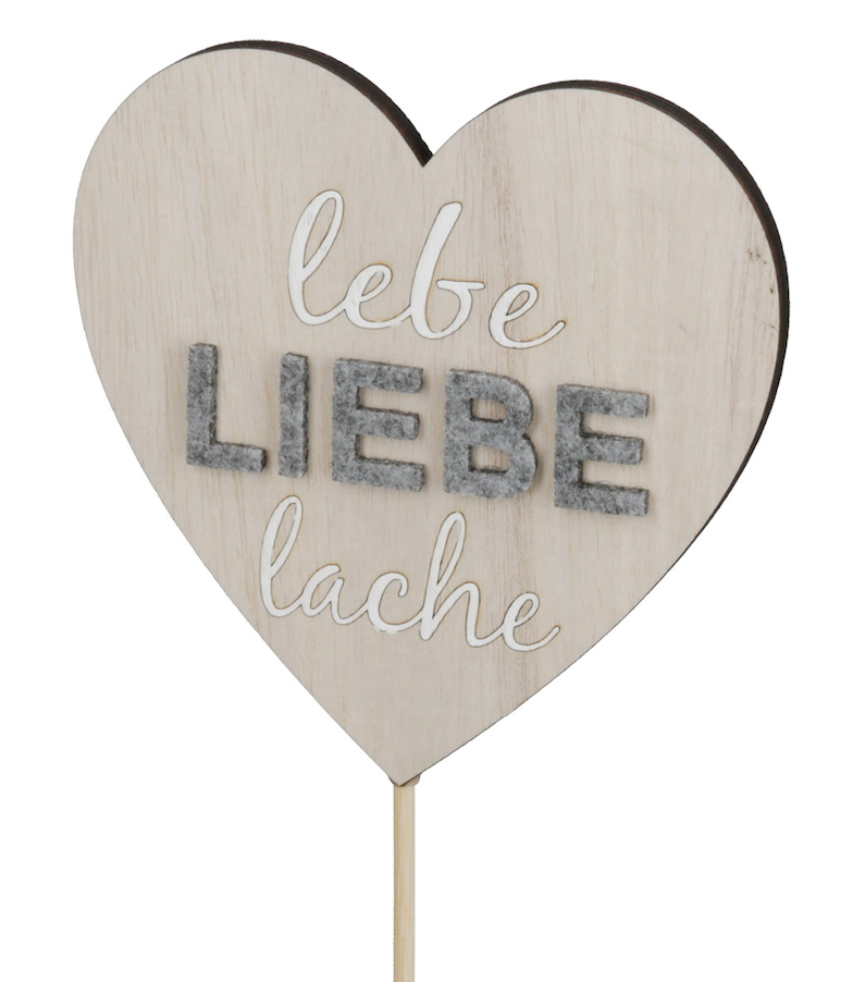 Standrelief Herz " Lebe Liebe Lache " von Gilde Herzaufsteller Geschenk