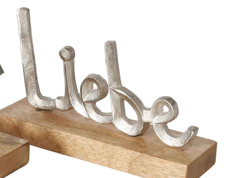 Dekoaufsteller/Schriftzug aus Holz und Aluminium "Glück/Liebe" von Boltze
