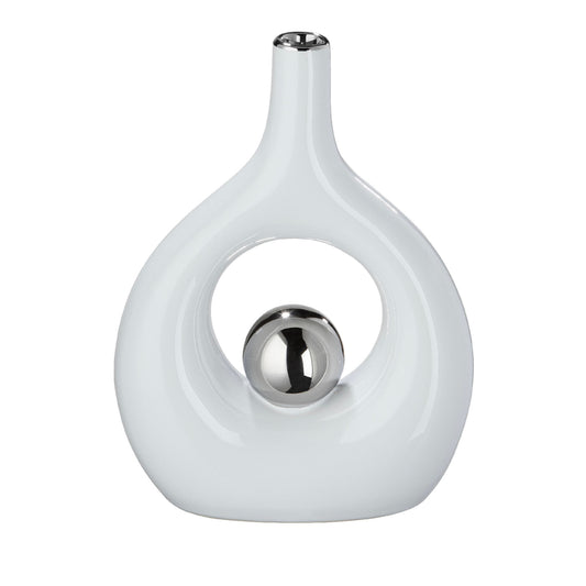 Ausgefallene Vase aus Keramik mit Silberkugel von Gilde