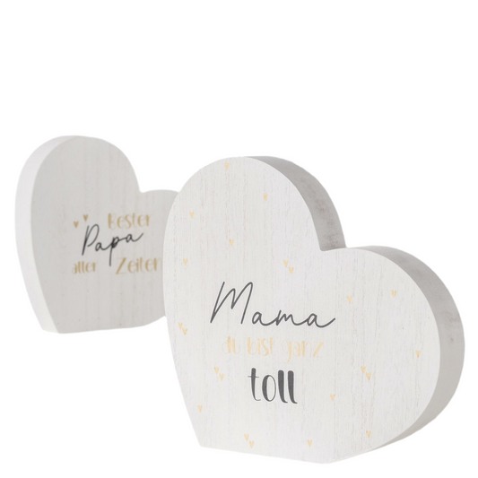 Herz aus Holz mit Spruch Mama/Papa als Geschenkidee von Boltze - Muttertag Vatertag ganz tolle Mama Bester Papa