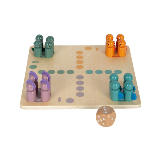 Brettspiel Ludo mit Dinofiguren aus Holz von small foot Holzspielzeug